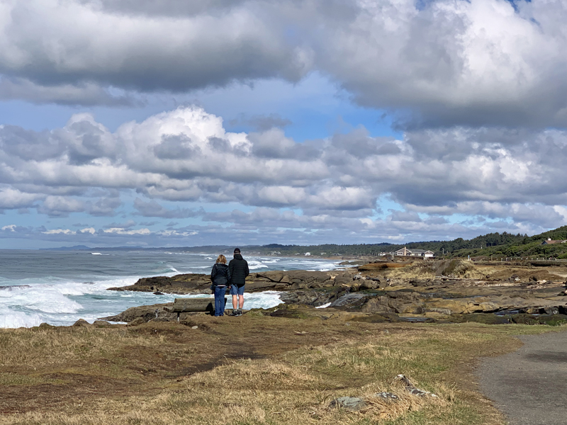 an ocean view from the Yachats 804 trail, rocky shoreline