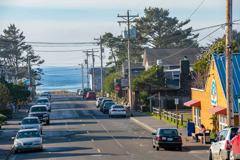 Downtown Manzanita and ocean view