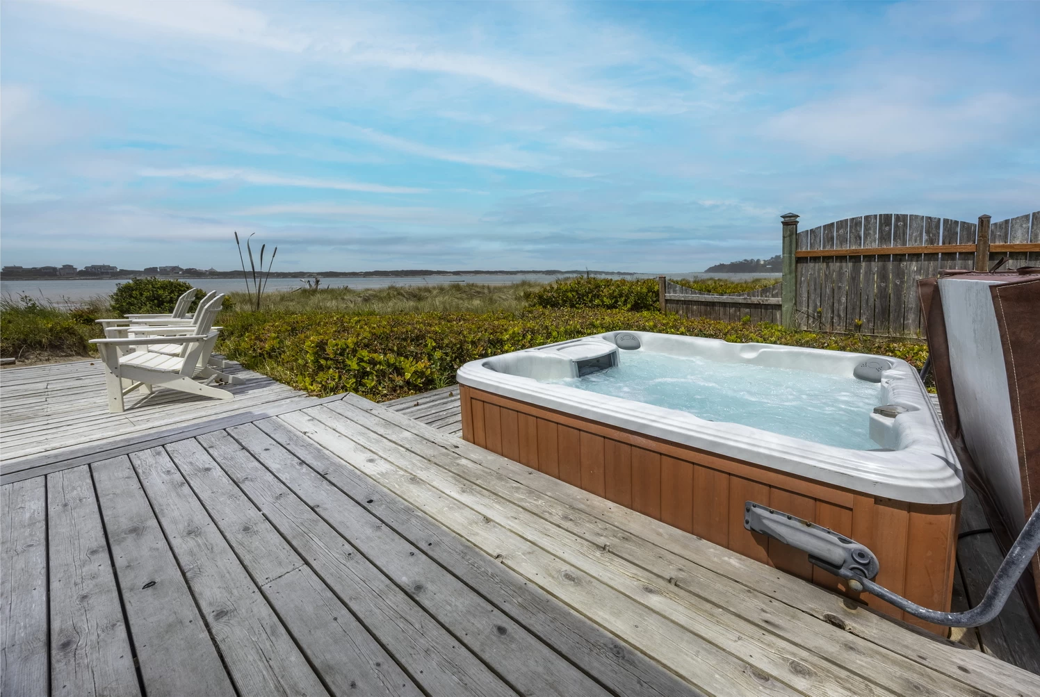 Waterfront hot tub deck