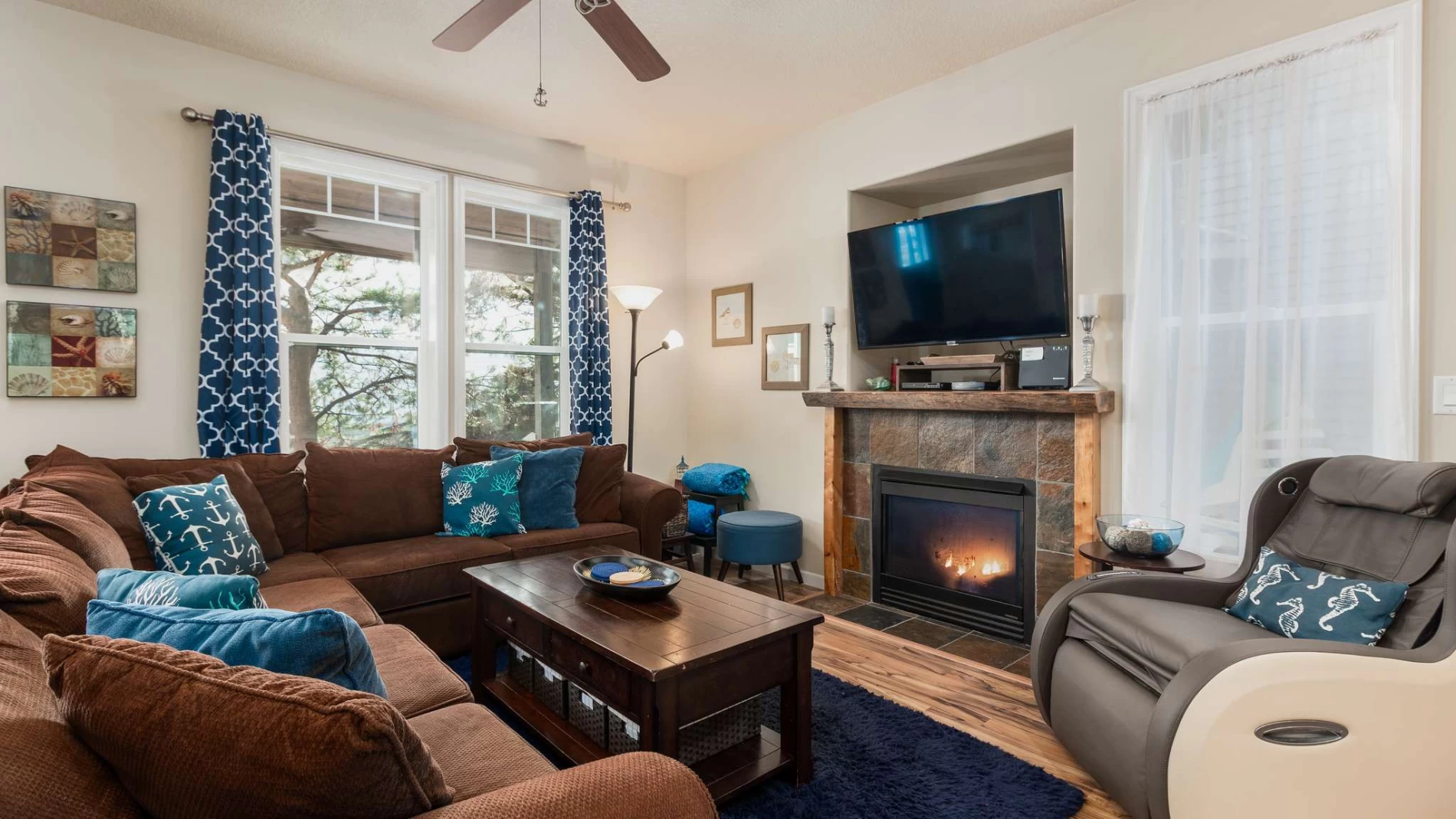 Living room with fireplace