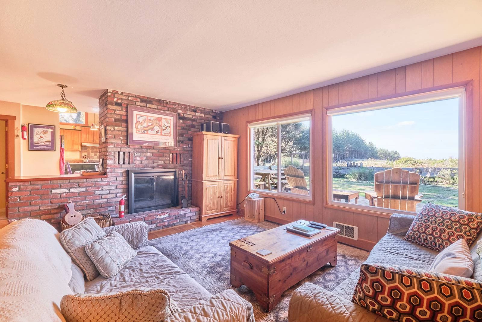 Rustic living room with fireplace