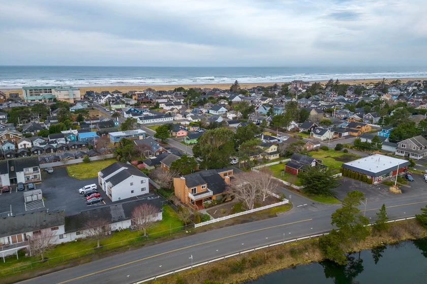 Coastal town aerial view