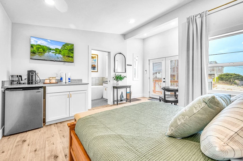 Master bedroom with kitchenette